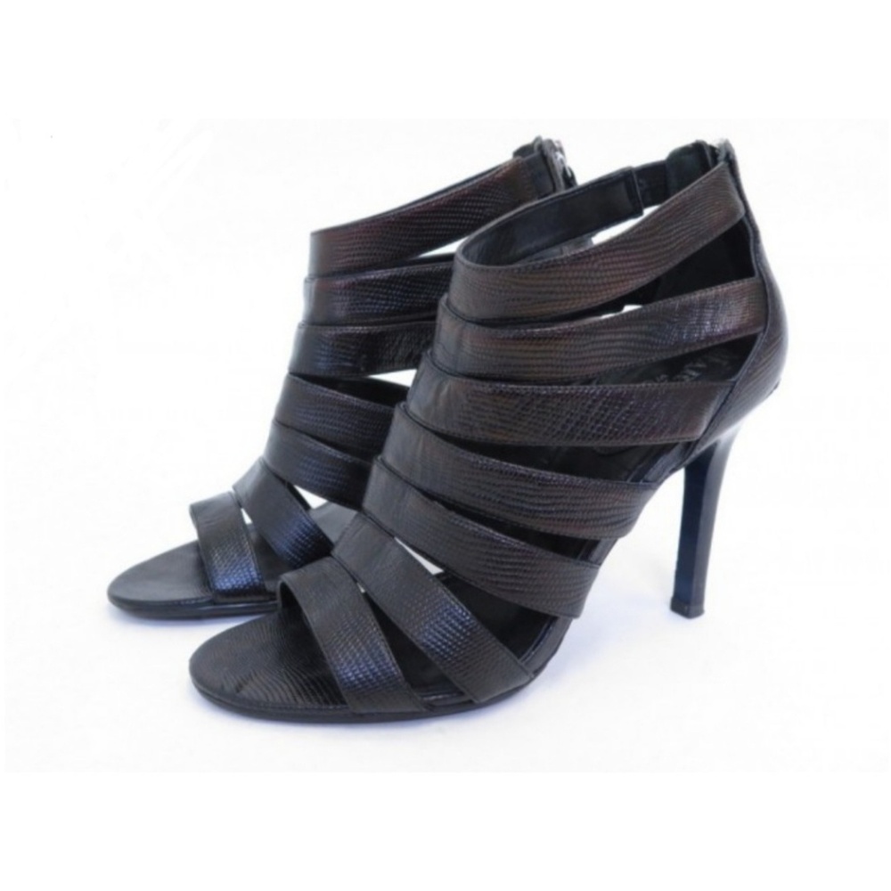 Cole Haan strappy caged pump heel, open toe black